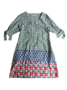 Sacha Drake Australia Women's New Designer Green Blue Cotton Casual Dress - 14 - Picture 1 of 10