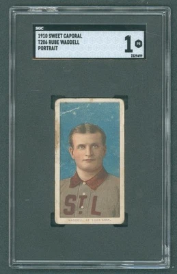 1909-1911 T206 Rube Waddell Portrait St. Louis HOF Sweet Caporal SGC 1 Free Ship - Image 1 of 2