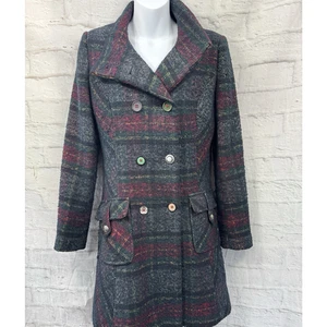 Abrigo Joe Browns Damas Verde Rojo Gris Cuadros Tartán Abotonado Talla 8 - Imagen 1 de 10