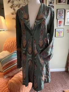 Coldwater Creek Juniper Ridge Strick bestickt Salbei Haus Cardigan Pullover Boho - Bild 1 von 16