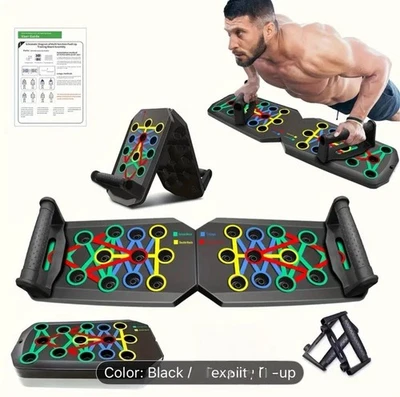 Tabla Push Up Rack 28 en 1, Plegable Equipo de Entrenamiento en Hogar Soportes Pushup Negro Foto 1 de 4