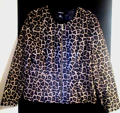 Liz Claiborne SZ XL Animal Print Zip Up Lined Long Sleeve Jacket - Image 1 of 3