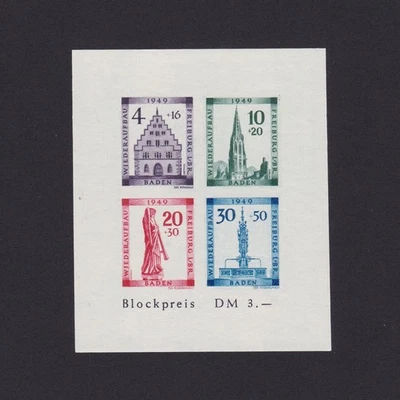 GERMANY 1949 Baden, Mi# Bl1B, CV 75€, Imperf, MNH - Image 1 of 2