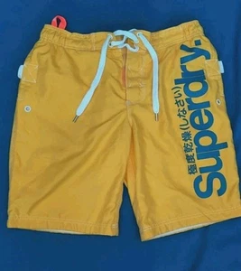 Badeboardshorts Herren XL Extra Große 38 W Superdry Gelb und Blau. Exc Cond. - Bild 1 von 5