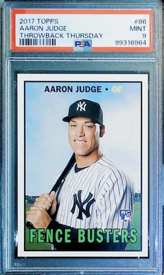 2017 TOPPS Throwback Thursday #86 AARON JUDGE FENCE BUSTERS ROOKIE PSA 9 YANKEES - Image 1 of 2