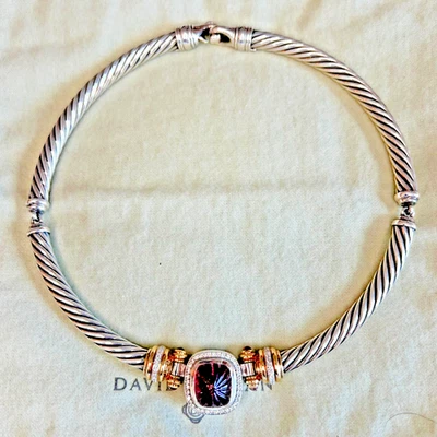 Collar David Yurman Renacimiento Albión Rosa Turmalina Diamante Cable Foto 1 de 4