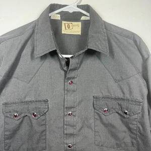 VTG DC Brand Western Shirt Black Red Ruby Snap Cowboy Long Sleeve Mens Sz 16-34 - Picture 1 of 11