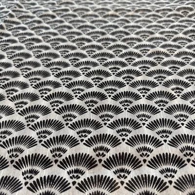 Vintage 1960’s Black & White Fan Silk Blend 6 Yards X 42” Unique - Image 1 of 4