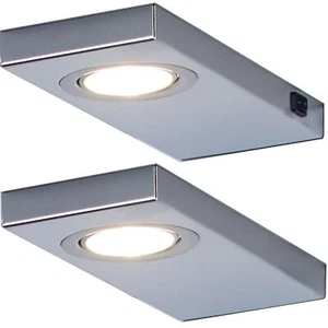 LED Unterbauleuchte Küche 2x3 W Edelstahl Küchenleuchte Leon Leuchtenset 548859 - Bild 1 von 2
