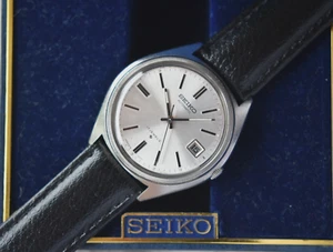 June 1975 Rare Vintage Seiko Boxed 6118 Automatic Leather Silver Dial Watch - Picture 1 of 19