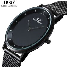 IBSO Men's 7mm Ultra-thin Quartz Watch Steel Mesh Strap Fashion Casual Watches