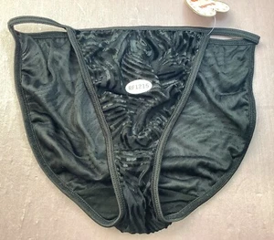 Women Panties String Bikinis BARBIE Size M/6 Black Striped Velvet&gauze Burma - Picture 1 of 5