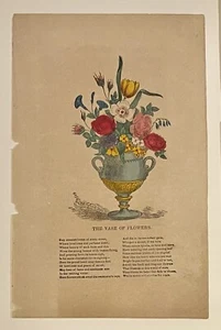 Stampa e poesia colorate a mano IL VASO DEI FIORI ~ firmata Edwin Whitefield - Foto 1 di 9