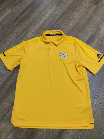 Nashville Predators Hockey NHL Adidas Game Day Climalite Polo Mens L Excellent Cover