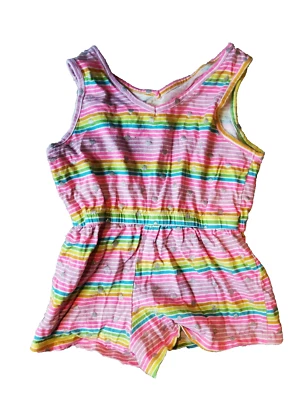 Romper limitado Too meninas listra arco-íris meninas S prata glitter coração - Imagem 1 de 2