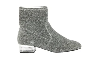 Nine West Silver Boots New Fashion Booties sz 6 Women Shoes Urazza lucite Heel - Picture 1 of 8