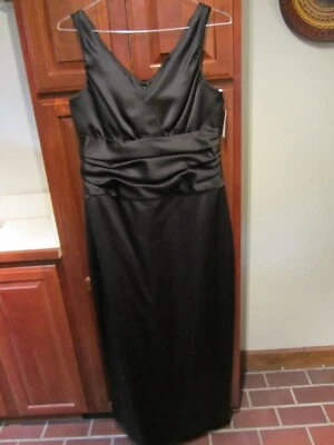 David's Bridal SIZE 14 Black Sleeveless Satin Slit Ruched Waist NEW WITH TAGS - Image 1 of 4
