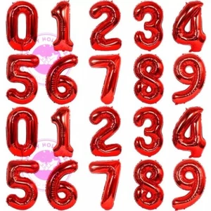 30 Zoll rote riesige Zahlenfolie selbstaufblasende Ballons Geburtstagsparty - Bild 1 von 1