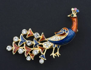 Pfau Brosche Ethnisches Schmuck Blau Feng Shui # 26806 - Picture 1 of 2