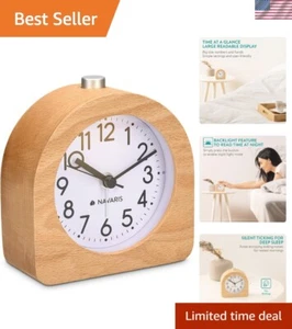 Stylish Battery-Operated Wooden Clock with Snooze and Light – Half-Round Design - Picture 1 of 10