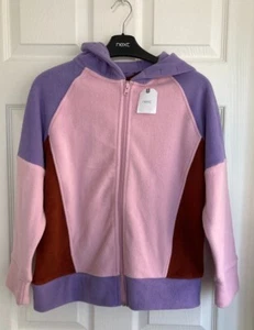 BNWT Next Girls Colourblock Fleece Hooded Jacket Size 12 Years - Picture 1 of 2