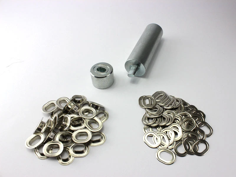 Oval Ösen Set Einschlagstempel 17 x 11 mm + 20 Ovalösen Messing Nickel - Bild 1 von 1