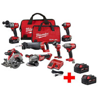 Tool kit 18-Volt Lithium-Ion Brushless Cordless Combo Kit (7-Tool) with Two Free