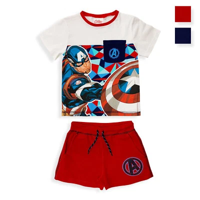 Completo bambino Marvel Avengers t-shirt e pantaloncino in cotone stampato 5442 - Immagine 1 di 4