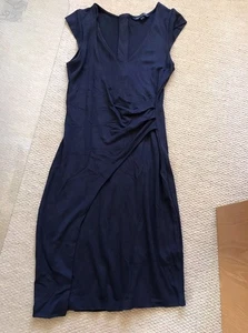 French connection size 10 navy wrap bodycon dress, V-veck, Waist frill details - Picture 1 of 5