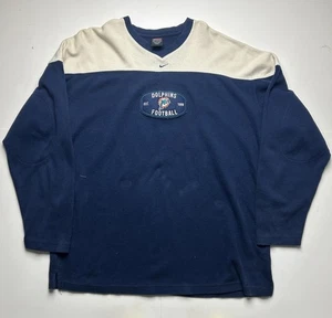 Y2K Nike Miami Dolphins Long Sleeve T-Shirt Blue NFL Football Center Swoosh XXL - Picture 1 of 5