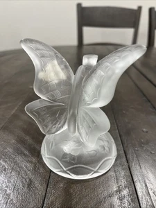 Vtg Fenton Frosted Clear Glass Crystal Butterfly On Branch Sticker Figurine - Picture 1 of 7