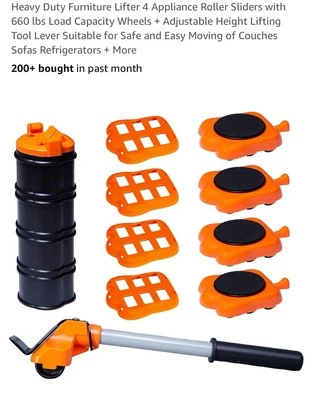 Elevador de muebles de alta resistencia 4 deslizadores de rodillos para electrodomésticos con tapa de carga de 660 libras. Foto 1 de 4