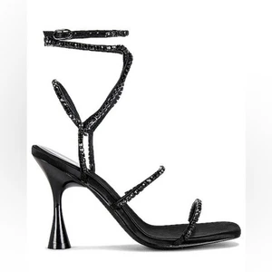 Jeffrey Campbell tacco glamour in raso nero strass taglia 10 - Foto 1 di 12