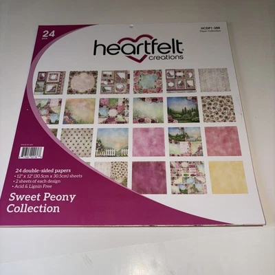 Heartfelt Creations Sweet Peony Collection 24 pk 12 x 12 Paper Pad UNUSED - Image 1 of 4