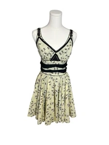 Z Spoke Zac Posen Cut Outs Roman Greek People Print Mini Silk Dress Size 6 - Picture 1 of 13