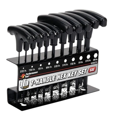 Performance Tool W80274 10 Piece SAE T-Handle Hex Key Set - Image 1 of 4