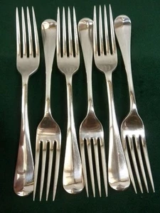 6 Vintage Goldsmiths Silversmiths Dessert Forks Ridged pattern Silver Plated #1 - Picture 1 of 1