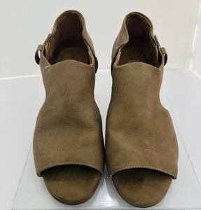 Natural Soul Größe 6,5 offene Zehenpartie Knöchel Blockabsatz hellbraune Stiefeletten Schuhe - Bild 1 von 9