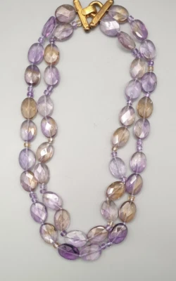 Vintage Ametrin Halskette – Facettierte Oval-Briolettes – 925 Silber vergoldet - Bild 1 von 4