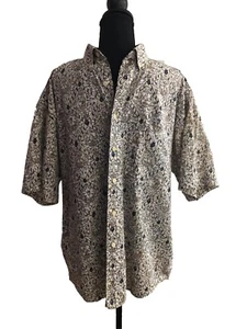 Gant Salty Dog Shirt Men Large Imperial Poplin Geo Tile Block Print Short Sleeve - Picture 1 of 17