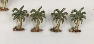 Brass Palm Tree Napkin Holders Tropical Set of 4 - Picture 1 of 7