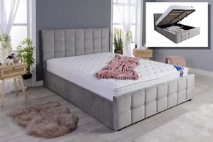 LUXURY OTTOMAN STORAGE BED FRAME GAS LIFT UP 3FT SINGLE 4FT6 DOUBLE 5FT KINGSIZE - Picture 1 of 22