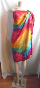 RED,GOLD,BLUE TIE DYE BEACH WRAP COVER UP SARONG ONE SIZE #25 - Picture 1 of 6