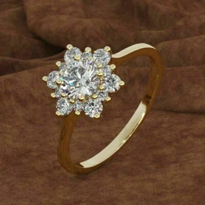 2.00 Ct Round Cut Lab Created Diamond Women Engagement Ring 14K Yellow Gold Over - Image 1 of 4