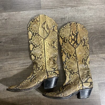 Редкий винтажный Larry майя экзотический змеиной кожи верхний ковбойские сапоги женщин 6B - Изображение 1 из 4