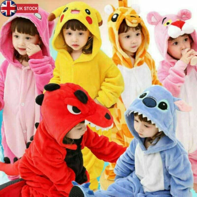 3-9Y Kids Unisex*Costume*Fancy Dress Cosplay Onesiee Child Hooded Animal Pajamas - Image 1 of 4