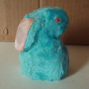 Vintage Osterhase Hase, blau Plüsch musikalisches Aufziehspielzeug - funktioniert - Bild 1 von 6