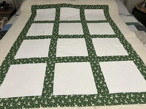 BLANK QUILT TOP DEER TREES AND SNOW FLAKES. - Picture 1 of 3