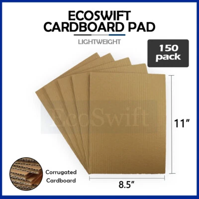 150 8.5x11 EcoSwift Corrugated Cardboard Pads Inserts Sheet 1/8" Thick 8 1/2 x11 - Image 1 of 4