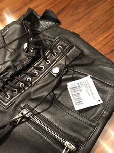 BEN TAVERNITI UNRAVEL Project Damen Flared Cropped Lederhose Größe 27 - Bild 1 von 12